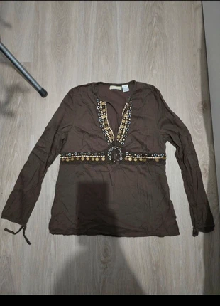 Joli haut marron, manches longues style bohème chic parfait pour la mi-saison, marca: Couleurs d´ete, estado: Bom, tamanho: Outro, €3.90, €4.80 inclui Proteção do Comprador