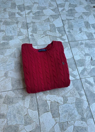 Pull en laine Torsadé col rond polo Ralph Lauren | rouge bordeaux logo vert | Taille M, marque: Ralph Lauren, état: Très bon état, taille: M, 50,00 €, 53,20 € Protection acheteurs incluse