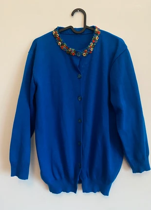 vintage cute blue cardigan with details in flowers cottage core style, marca: Vintage Dressing, estado: Bom, tamanho: M / 38 / 10, €11.99, €13.29 inclui Proteção do Comprador