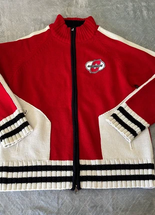 Vintage Zip Knit Cardigan - Red & White, marque: Vintage Dressing, état: Très bon état, taille: XL, 30,00 €, 32,20 € Protection acheteurs incluse