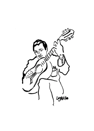 Affiche illustrée Django Reinhardt, marque: Jazz, état: Neuf avec étiquette, 50,00 €, 53,20 € Protection acheteurs incluse