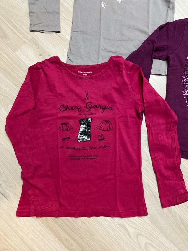 Lot de 3 t-shirts à sequins à manches longues taille 4 ans - photo numéro 2