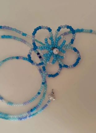 Collana artigianale azzurro/blu con fiore – stile unico, marca: Boutique Italiana, estado: Nuevo con etiquetas, 4,20 €, 5,11 € Protección al comprador incluida