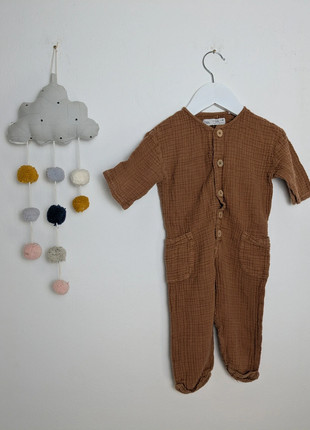Baby & Kleinkinder Onesie | weiches Musselinmaterial & Knopfleiste | Zara | 80 | Rotbraun, brand: Zara, condizioni: Buone, taglia: 12-18 mesi / 80 cm, €4.00, €4.90 include la Protezione acquisti