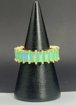 Green Spark Baguette Zircon Adjustable Ring – Bold Gold-Plated Statement Piece, marca: strabello, estado: Muito bom, tamanho: Ajustável, €9.99, €11.19 inclui Proteção do Comprador Pro