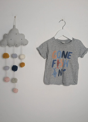 Baby & Kleinkinder T-Shirt | Statement Print | H&M | 86 | Grau meliert, brand: H&M, condizioni: Buone, taglia: 18-24 mesi / 86 cm, €1.20, €1.96 include la Protezione acquisti