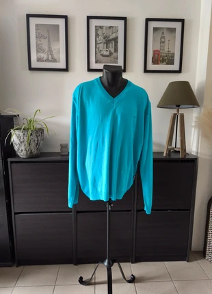 Pull Tommy Hilfiger bleu turquoise col V, taille XL, marque: Tommy Hilfiger, état: Très bon état, taille: XL, 17,00 €, 18,55 € Protection acheteurs incluse