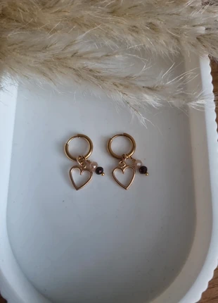 Prachtige oorbellen met glazen facetkralen en open hartjes, nieuw!, merk: My Jewellery, staat: Nieuw zonder prijskaartje, € 7,95, € 9,05 inclusief Kopersbescherming