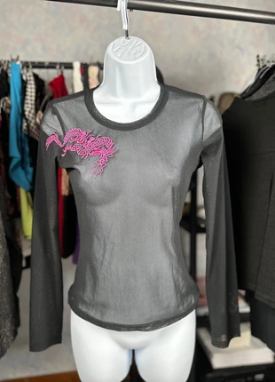 Y2K Top transparent manche longue style gothique/punk S, brand: Vintage Dressing, condition: Very good, size: S / 36 / 8, €12.00, €13.30 includes Buyer Protection Pro