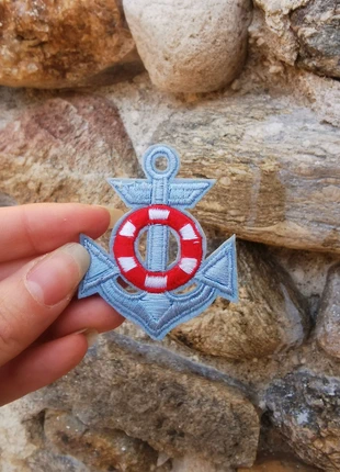 Patch thermocollant gris bleu clair ancre marine broderie, estado: Muy bueno, 1,80 €, 2,59 € Protección al comprador Pro incluida