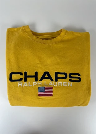 Chaps Ralph Lauren – Sweat jaune – Gros logo brodé & drapeau USA – Taille XL, marque: Chaps Ralph Lauren, état: Bon état, taille: XL, 17,00 €, 18,55 € Protection acheteurs incluse