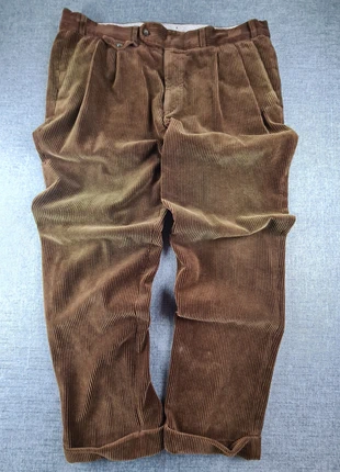 Pantalon En Velours Côtelé à pinces Overzise Corduroy marron coupe decontracte taille 50 - 479, brand: Vintage Dressing, condizioni: Ottime, taglia: IT 50 | W40, €14.00, €15.40 include la Protezione acquisti