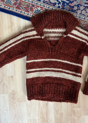 🐑 Fitted Wool-Feel Sweater – Brown & Cream Stripes, Size M, merk: Vintage Dressing, staat: Heel goed, maat: M / 38 / 10, € 10,00, € 11,20 inclusief Kopersbescherming