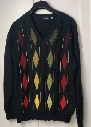 Pull  en coton Col V Vintage Noir à Motif Losange Coloré, Taille L, marke: Vintage Dressing, zustand: Sehr gut, größe: L, 6,00 €, 7,00 € inklusive Vinted-Käuferschutz