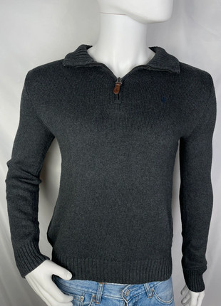 Pull quarter/half zip Ralph Lauren col camionneur gris logo brodé bleu taille S H2-10, marca: Ralph Lauren, estado: Muito bom, tamanho: S, €48.00, €51.10 inclui Proteção do Comprador