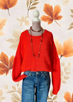 🍁🍊Pull orange tricoté main vintage bohème Retro hand-knitted sweater🍊🍁, marca: Vintage, estado: Muy bueno, tamaño: M / 38 / 10, 10,00 €, 11,20 € Protección al comprador incluida