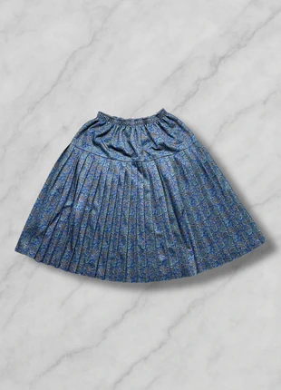 Jupe mi-longue bleu marine vintage à motifs paon - Taille XS-S / Z363, merk: Vintage Dressing, staat: Heel goed, maat: XS / 34 / 6, € 3,95, € 4,85 inclusief Kopersbescherming Pro