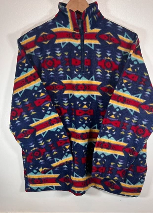 Vintage H&M Fleece Made in Portugal | 90s Geometric Aztec Half Zip | Retro Cosy Pullover, brand: H&M, condition: Very good, size: L / UK 16-18, £15.00, £16.45 includes Buyer Protection