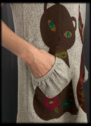 Tunique Robe laine chat vintage années 2000s avec poches LULU M Paris - Taille TU, brand: Vintage Dressing, condition: Very good, size: One size, €9.00, €10.15 includes Buyer Protection