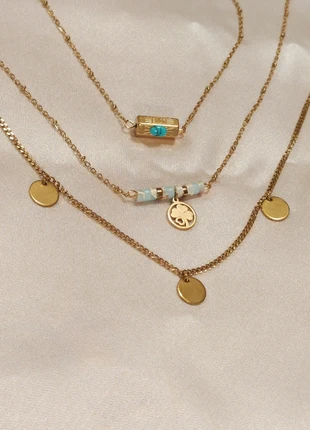 Colliers acier inoxydable-collier perles naturelle, marca: Fait Main, estado: Muito bom, €11.00, €12.25 inclui Proteção do Comprador Pro