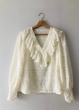 🤍 Blouse blanche à dentelle Zara – Taille, marque: Zara, état: Neuf sans étiquette, taille: S / 36 / 8, 16,00 €, 17,50 € Protection acheteurs incluse