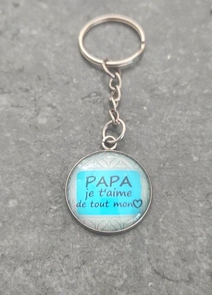 Porte-clés cab25 gris/bleu "papa je t'aime de tout mon coeur", condition: Very good, €1.50, €2.28 includes Buyer Protection