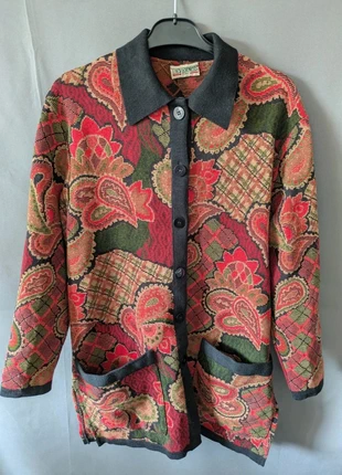Veste vintage Devernois Paris laine motifs cachemire multicolores, marca: DEVERNOIS, estado: Muito bom, tamanho: L / 40 / 12, €26.00, €28.00 inclui Proteção do Comprador Pro