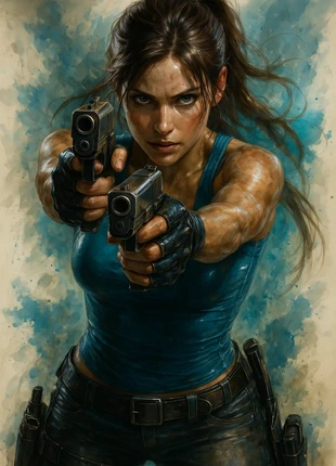 Affiche hyper réaliste aquarelle avec ou sans cadre, brand: AQUARELLE HYPER REALISTE LARA CROFT, condition: Very good, €6.99, €8.04 includes Buyer Protection Pro