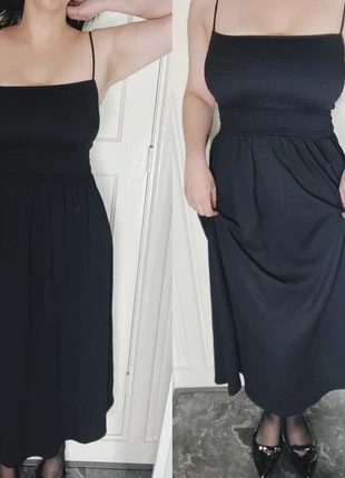 Black Smocked Maxi/Midi Dress, merk: Parisienne, staat: Heel goed, maat: M / 38 / 10, € 20,00, € 21,70 inclusief Kopersbescherming