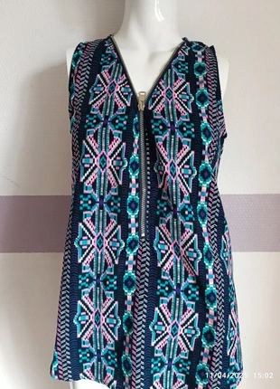 Haut dressy sans manches à motif géométrique coloré, marque: Dressy, état: Très bon état, taille: S / 36 / 8, 5,50 €, 6,48 € Protection acheteurs incluse