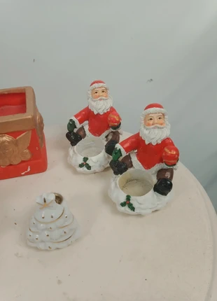lot bougeoirs noël vintage père noël & sapin - candle holder set - porta candele - kerzenhalter, staat: Goed, € 9,00, € 10,15 inclusief Kopersbescherming