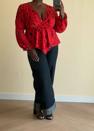 Rode peplum top - SHEIN - maat 44, merk: Shein, staat: Heel goed, maat: XXL / 44 / 16, € 8,99, € 10,14 inclusief Kopersbescherming