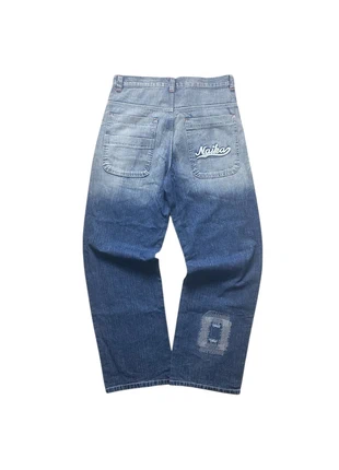 Jean patchwork brodé Naika – taille S 16ans - Style vintage japonais workwear  Coupe loose / baggy, merk: Vintage Dressing, staat: Nieuw zonder prijskaartje, maat: S, € 20,00, € 21,70 inclusief Kopersbescherming