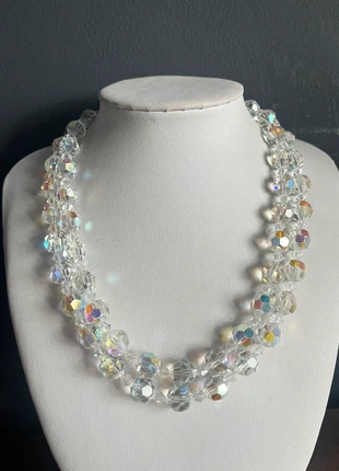 Vintage clear AB crystal double row necklace 835 silver, condition: Very good, £15.00, £16.45 includes Buyer Protection Pro