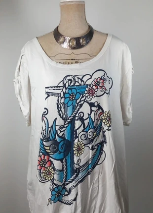 Tee shirt blanc imprimé ancre evans neuf t.58/60 grande taille, marke: Evans, zustand: Neu, größe: 9XL / 58 / 30, 14,00 €, 15,40 € beinhaltet Vinted-Käuferschutz Pro