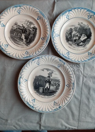 Lot de Trois Assiettes Parlantes Creil & Montereau XIX siècle, merk: Creil et montereau, staat: Goed, € 8,00, € 9,10 inclusief Kopersbescherming