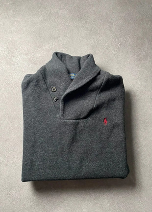 Pull à col roulé avec boutons Ralph Lauren gris foncé logo brodé rouge - Taille M, marque: Ralph Lauren, état: Bon état, taille: M, 34,99 €, 37,44 € Protection acheteurs incluse