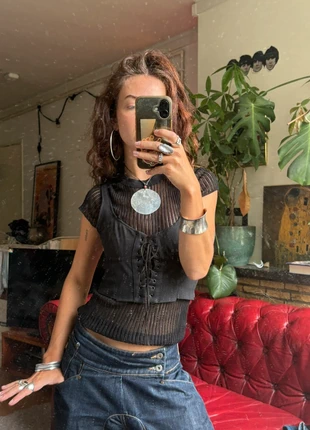 Corset 90s lace-up top, merk: Urban Outfitters, staat: Heel goed, maat: XS / 34 / 6, € 14,00, € 15,40 inclusief Kopersbescherming