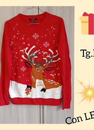 Imperdibile! Maglione Natalizio Rosso Esmara M - Naso Renna🦌che si Illumina!🔶, marque: Esmara, état: Très bon état, taille: M / 38 / 10, 8,00 €, 9,10 € Protection acheteurs incluse