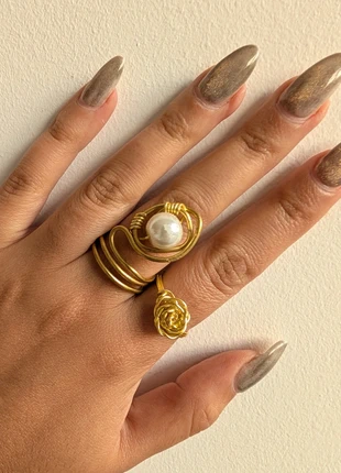 Handmade Gold Wire Pearl Statement Ring, brand: Vintage Dressing, condition: Very good, size: 17.7 mm / O½, £3.90, £4.80 includes Buyer Protection