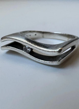 Vintage Sterling Silver 925 Modernist Abstract Statement Ring Sparkling Stone, Hallmarked, R1/2, brand: Silver, condition: Good, size: 19 mm / R½, £25.00, £26.95 includes Buyer Protection