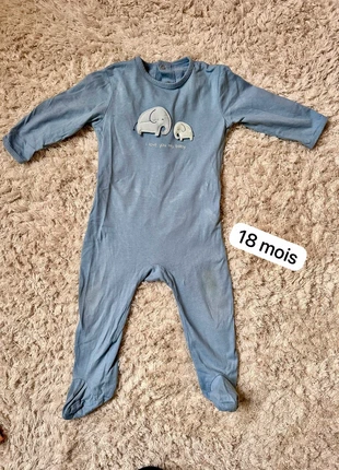 Pyjama bébé Kiabi 18 mois – éléphants bleus, marque: Kiabi, état: Très bon état, taille: 18-24 mois / 86 cm, 1,00 €, 1,75 € Protection acheteurs incluse