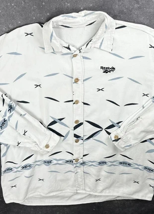 Chemise Reebok blanche à motifs géométriques vintage - M homme - coton AA 219, marque: Reebok, état: Très bon état, taille: M, 16,00 €, 17,50 € Protection acheteurs (Pro) incluse