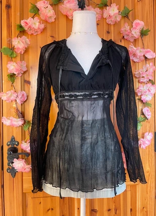 Sheer Lace Babydoll Top | Ruffle Trim | Beaded Waist Detail | 731., brand: gothic, condition: Very good, size: M / 38 / 10, €30.00, €32.20 includes Buyer Protection