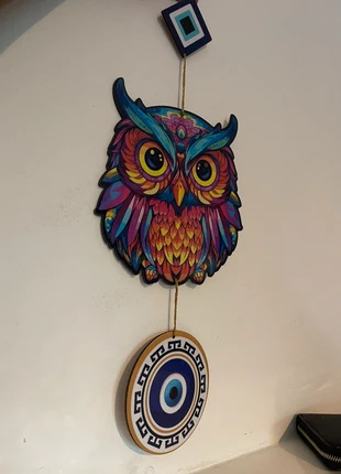 Wall Hanging – Colourful Owl with Evil Eye Charm | Boho, brand: Unique, condition: New, £3.50, £4.38 includes Buyer Protection