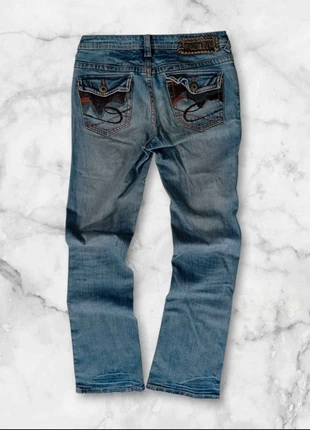 Jeans pantalon femme brodé fleur fleurie style rétro vintage baggy Y2K, marque: Vintage Dressing, état: Très bon état, taille: M / 38 / 10, 15,00 €, 16,45 € Protection acheteurs incluse