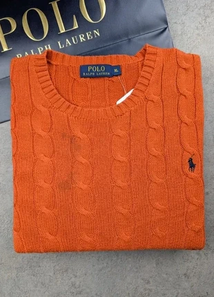 Pull Col Rond Torsadé Polo Ralph Lauren – 100% Coton – Orange – Taille XL Homme – FYZNT001, marke: Ralph Lauren, zustand: Sehr gut, größe: XL, 35,00 €, 37,45 € beinhaltet Vinted-Käuferschutz Pro