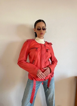 Vintage leather jacket in biker style in size M, merk: Vintage Dressing, staat: Heel goed, maat: M / 38 / 10, € 25,00, € 26,95 inclusief Kopersbescherming