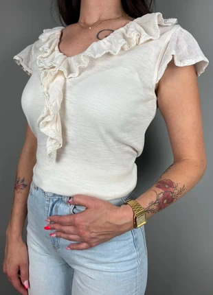 Top Lauren Ralph Lauren blanc col volant papillon - M femme - coton RLB 76, brand: Ralph Lauren, condition: Very good, size: M / 38 / 10, €6.00, €7.00 includes Buyer Protection Pro