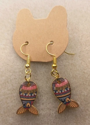 Boucles d'oreilles poissons geometriques, brand: Fait Main, condition: New with tags, €5.50, €6.48 includes Buyer Protection